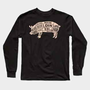 Pork meat cut map Long Sleeve T-Shirt